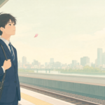 新社会人の5月病 - 駅のホームで遠くを見つめるスーツ姿の若者のイラスト