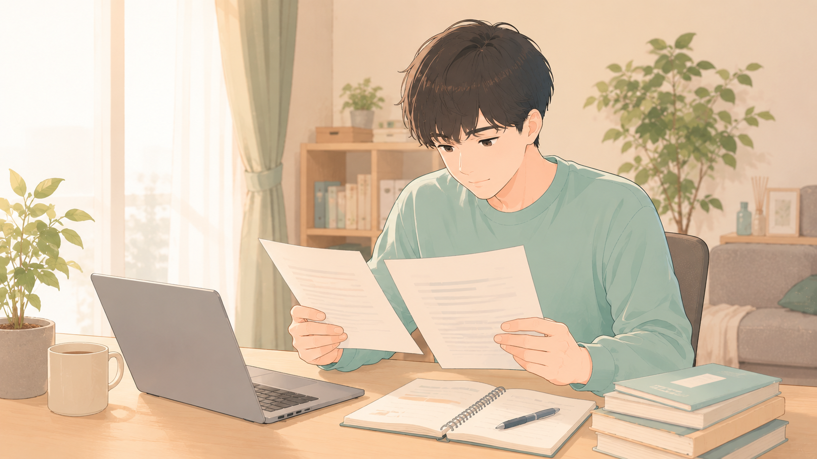 奨学金の種類を確認している大学生のイメージ